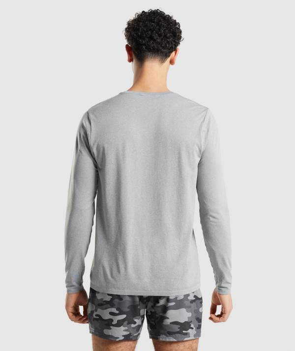 Panske Mikiny Gymshark Arrival Seamless Long Sleeve Siva | FD3519670